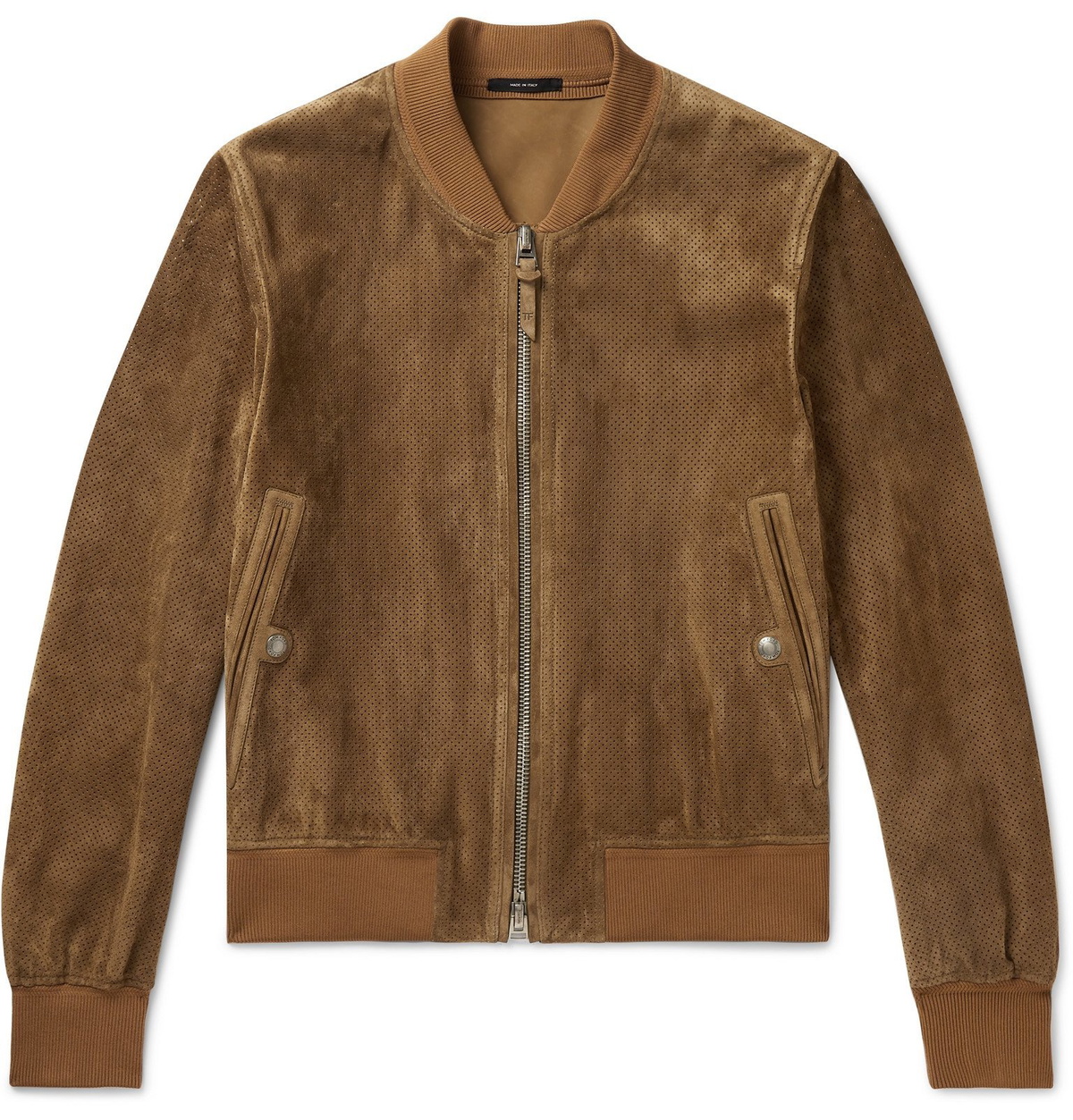 TOM FORD - Perforated Suede Bomber Jacket - Brown TOM FORD