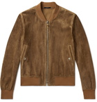 TOM FORD - Perforated Suede Bomber Jacket - Brown