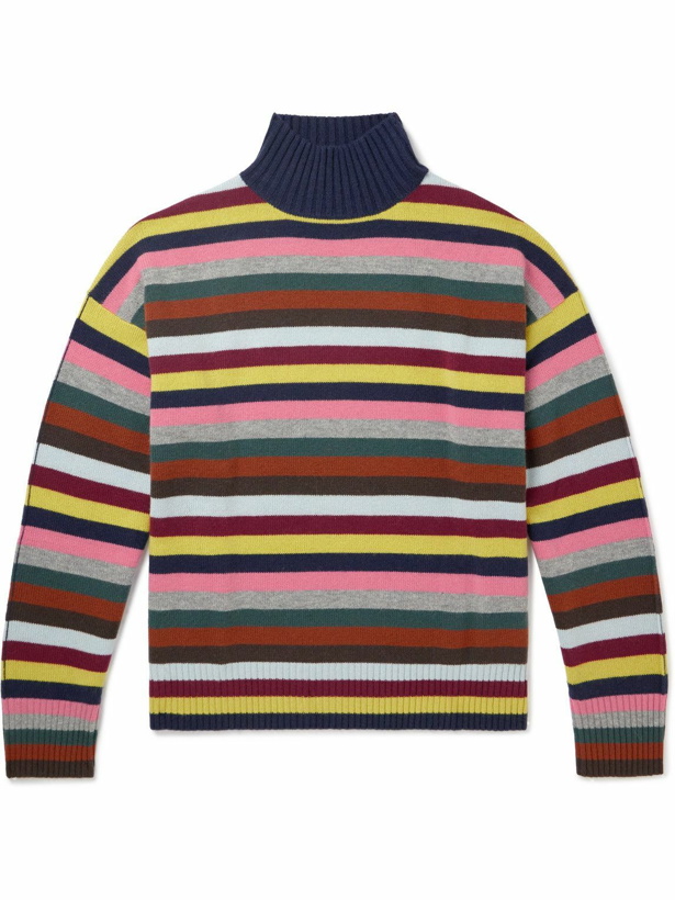 Photo: Allude - Striped Wool and Cashmere-Blend Rollneck Sweater - Blue