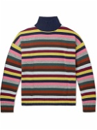 Allude - Striped Wool and Cashmere-Blend Rollneck Sweater - Blue