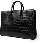 SAINT LAURENT - Croc-Effect Leather Tote Bag - Black