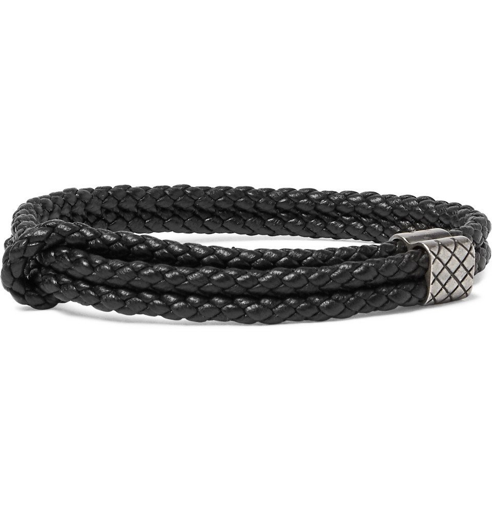 Bottega Veneta Braid Leather Bracelet - Black - Man - M