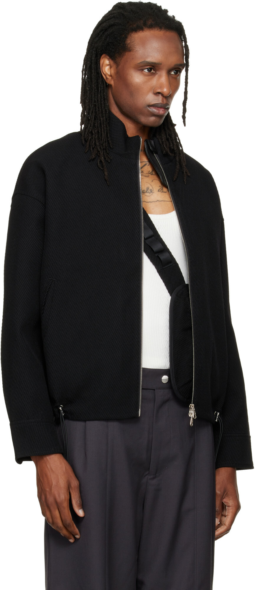 NULLUS Black Messenger Bag Pocket Jacket