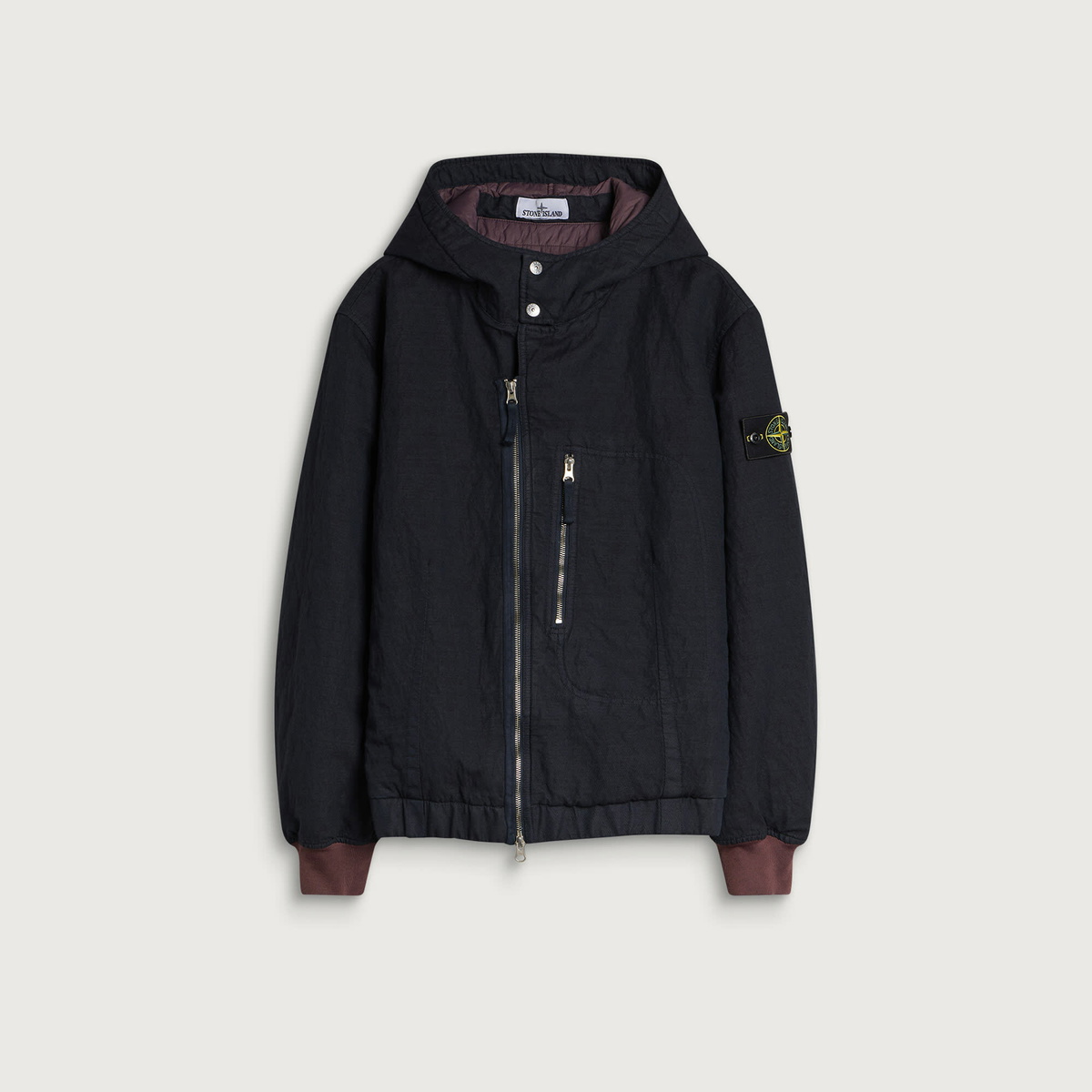 Stone Island Men's Diagonal Cotton Wool-TC Garment Dyed Jacket in Blue