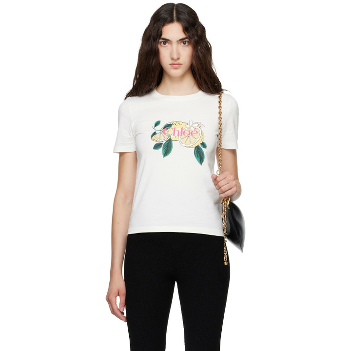 Photo: Chloé White Crew-Neck Logo T-shirt