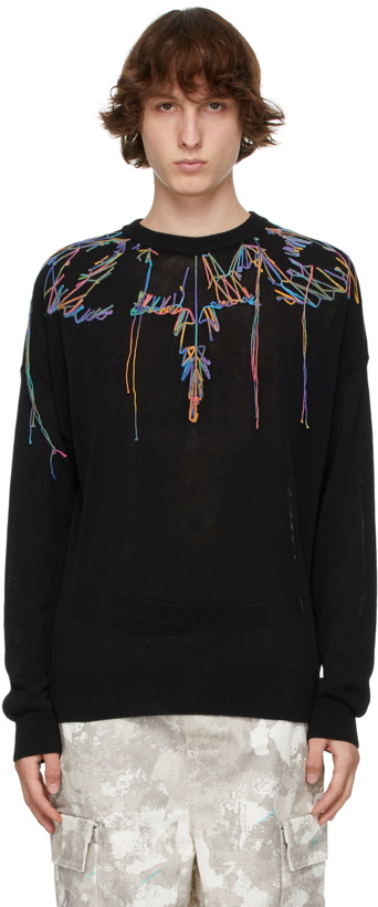 Photo: Marcelo Burlon County of Milan Black Embroidered Wings Sweater