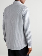 Richard James - Slim-Fit Button-Down Collar Striped Linen and Cotton-Blend Shirt - Blue