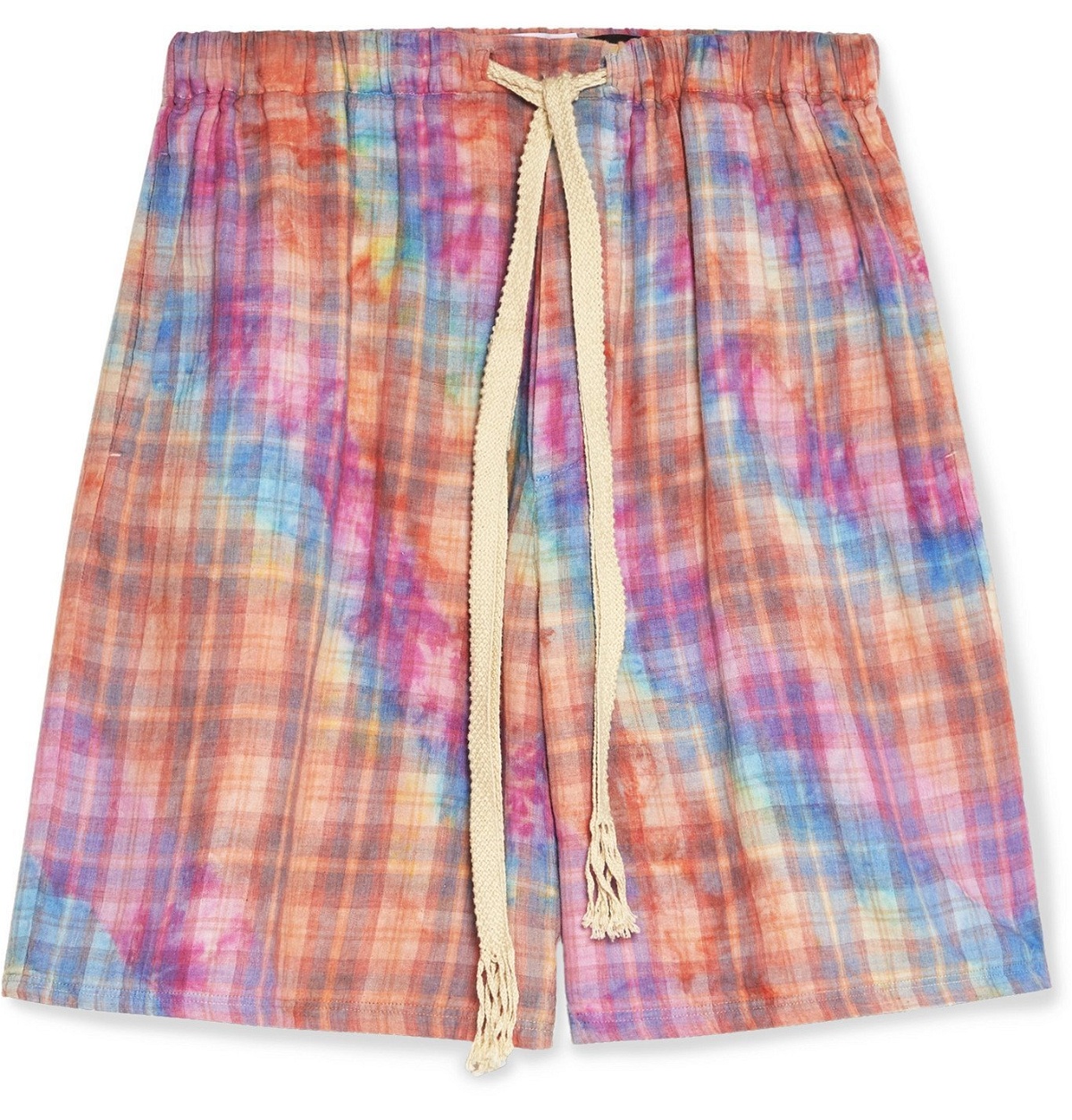 Photo: Loewe - Paula's Ibiza Tie-Dyed Checked Cotton Drawstring Shorts - Pink