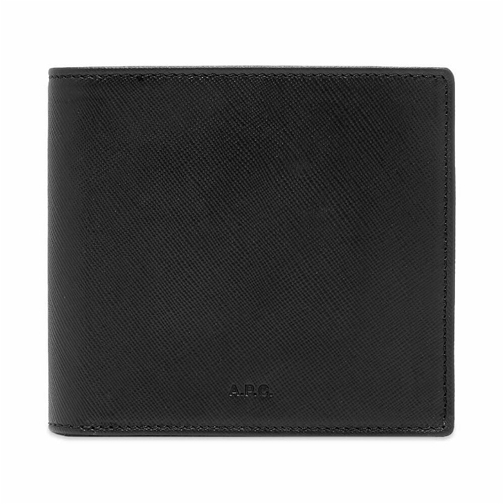 Photo: A.P.C. Men's A.P.C London Embossed Leather Billfold Wallet in Black