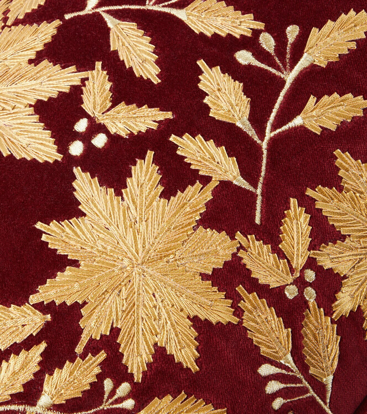 Les-Ottomans Embroidered cotton velvet cushion