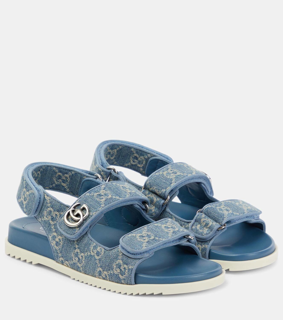 【GUCCI】sandal with Double G ベルクロストラップ サンダル GUCCI WOMEN'S INTERLOCKING G SANDAL in BLACK. SIZE US 4.5