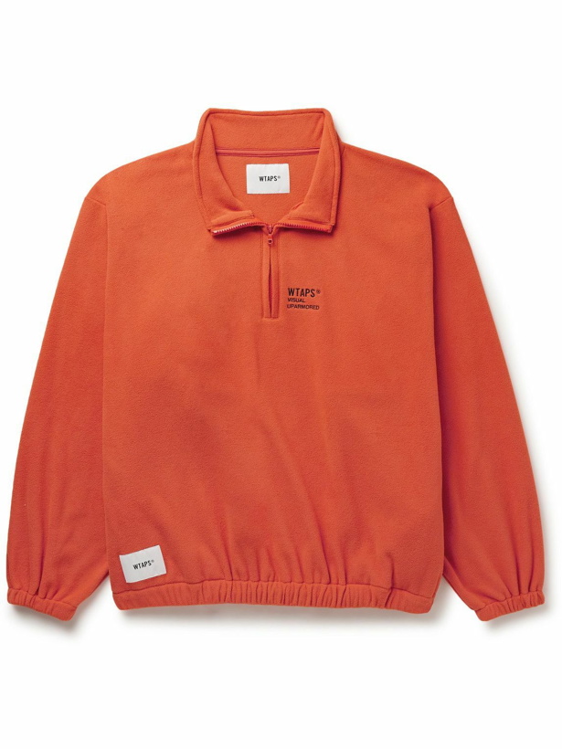 Photo: WTAPS - Logo-Embroidered Fleece Half-Zip Sweatshirt - Orange