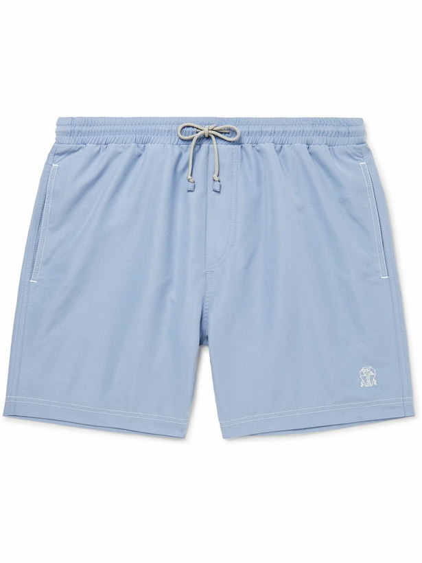 Photo: Brunello Cucinelli - Shell Short-Length Swim Shorts - Blue