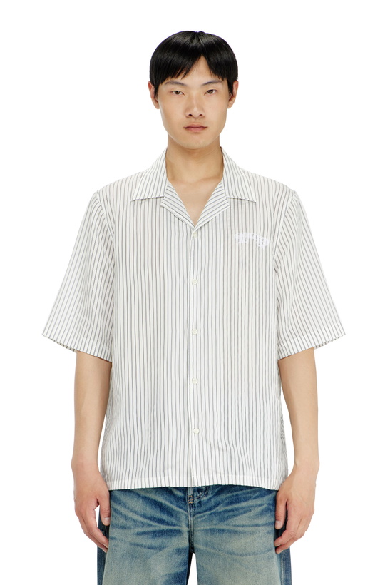 Photo: Diesel Half-sleeve shirt in pinstripe modal - Shirts Mens in Multicolor