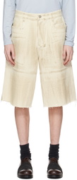 Serapis Beige Tar-Painted Wide Sailor Shorts