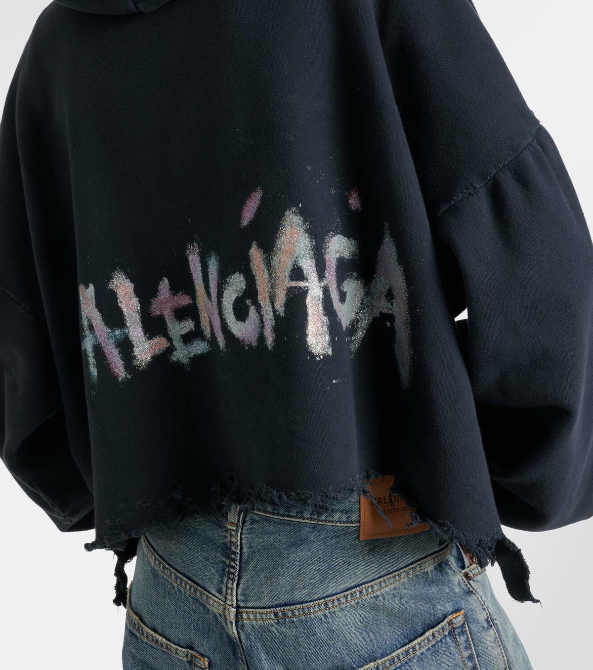 Balenciaga Logo distressed cotton-blend hoodie