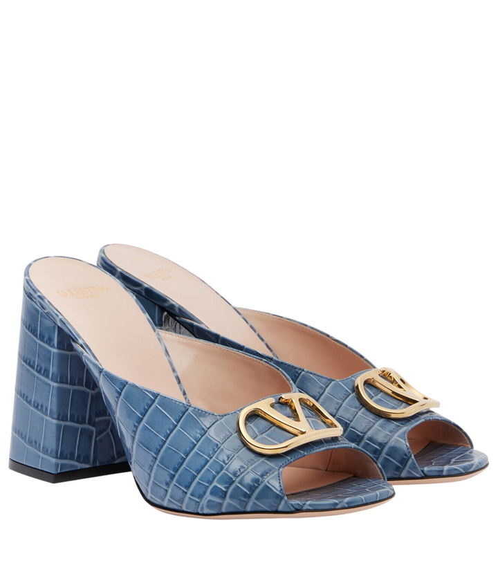 Photo: Valentino Garavani VLogo croc-effect leather mules