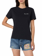 MC2 Saint Barth Woman Black Cotton Jersey Crewneck T-shirt Emilie With Sono Nera Embroidery