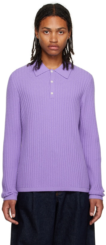 Photo: Guest in Residence Purple Waffle 2.0 Long Sleeve Polo