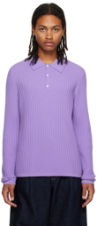 Guest in Residence Purple Waffle 2.0 Long Sleeve Polo