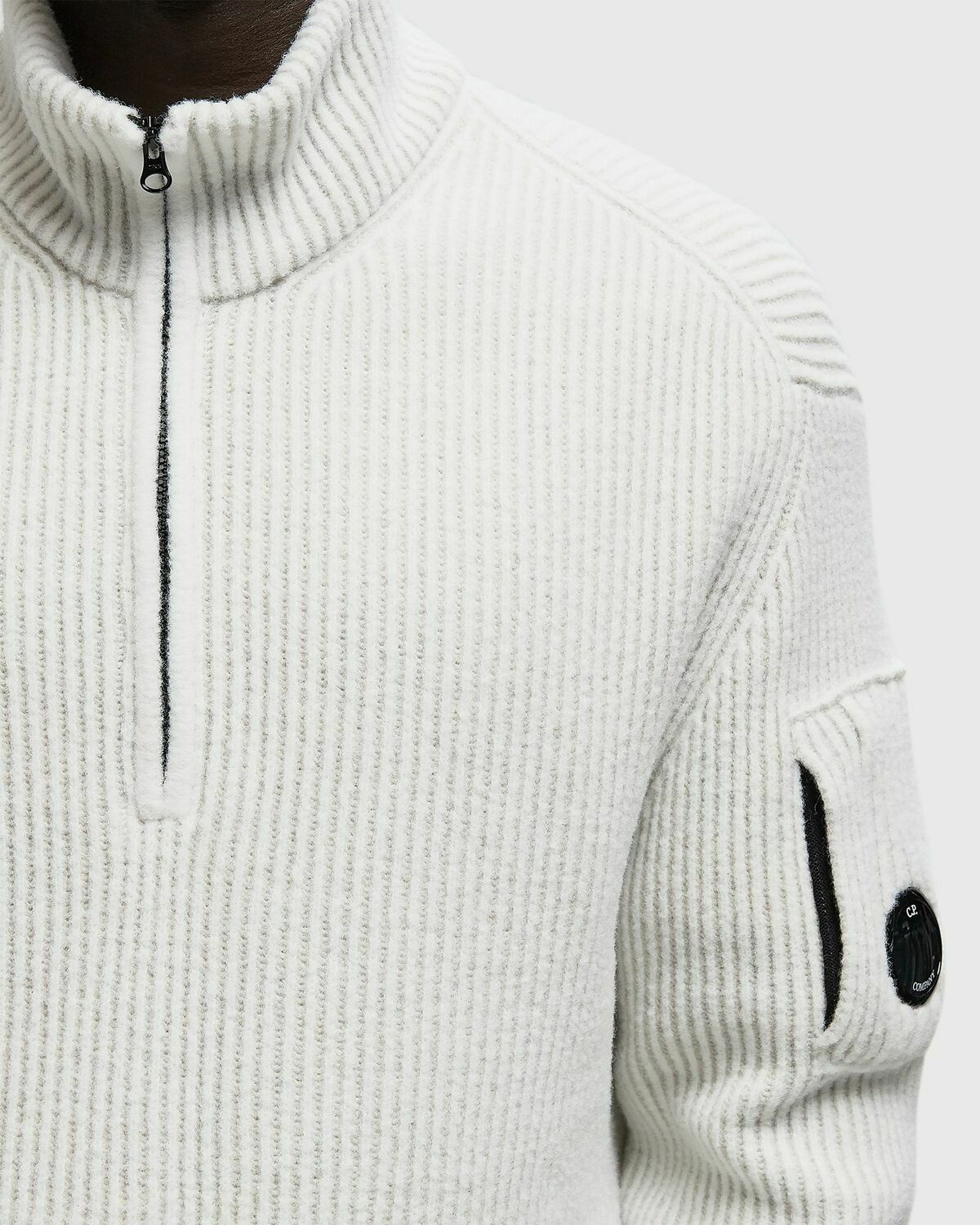 C.P. Company Fleece Knit Half Zip Sweater White Mens Pullover C.P.