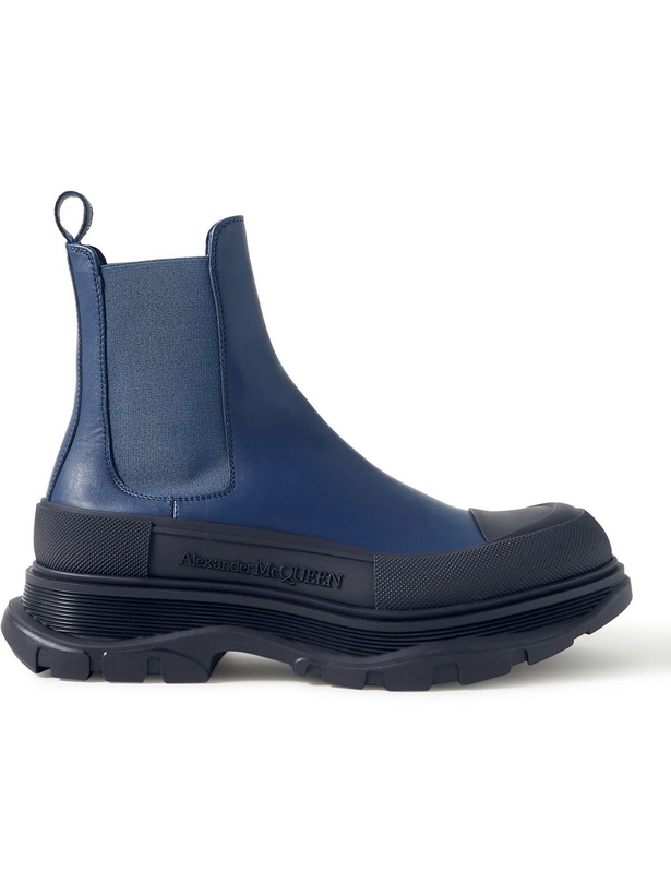 Photo: Alexander McQueen - Exaggerated-Sole Leather Chelsea Boots - Blue