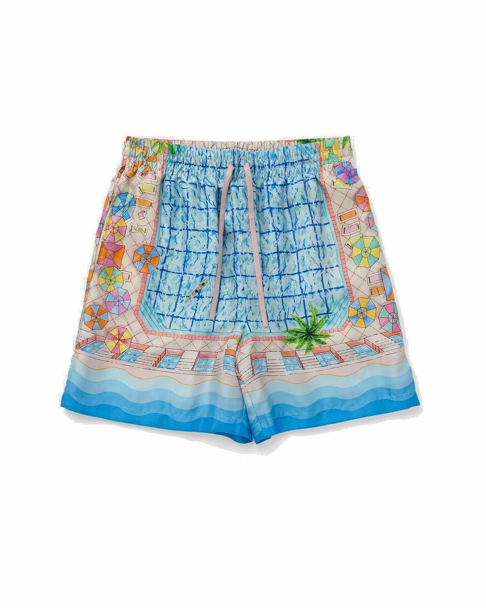 Photo: Casablanca Silk Shorts With Drawstrings Blue - Mens - Casual Shorts