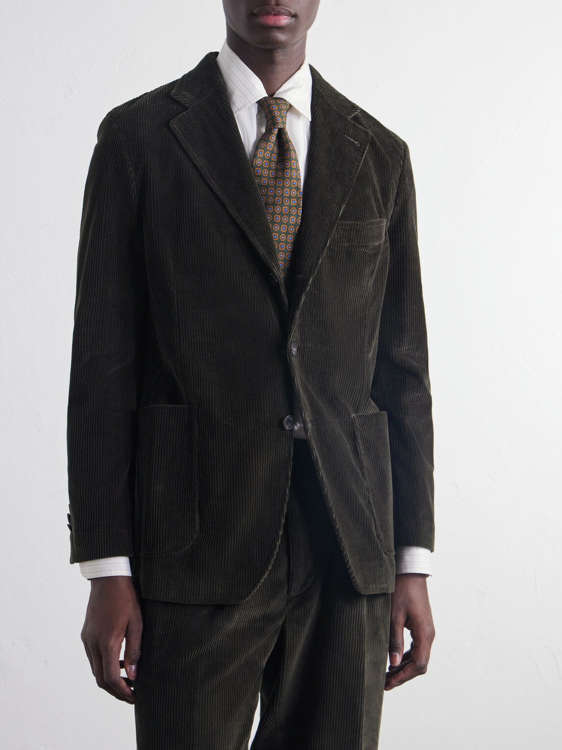 Rubinacci - Darted Cotton-Corduroy Suit Jacket - Green