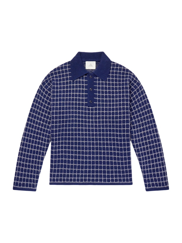 Photo: The Elder Statesman - Dume Checked Cashmere and Silk-Blend Polo Shirt - Blue