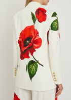 Alice + Olivia Elna Floral-print Linen-blend Blazer White And Red
