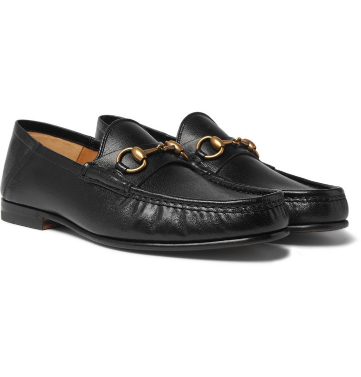 Photo: Gucci - Easy Roos Horsebit Collapsible-Heel Leather Loafers - Men - Black
