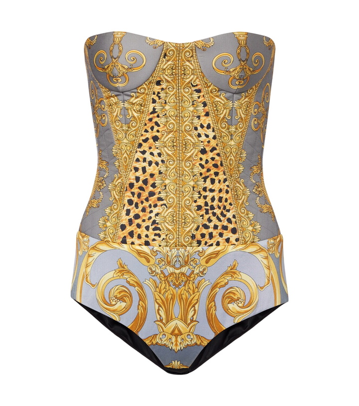 Photo: Versace Printed cotton corset bodysuit
