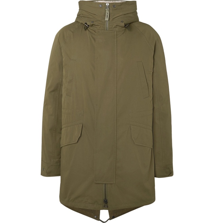 Photo: Yves Salomon - Faux Shearling-Lined Cotton-Blend Hooded Fishtail Parka - Green