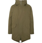 Yves Salomon - Faux Shearling-Lined Cotton-Blend Hooded Fishtail Parka - Green