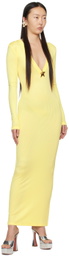AREA Yellow Star Stud Maxi Dress