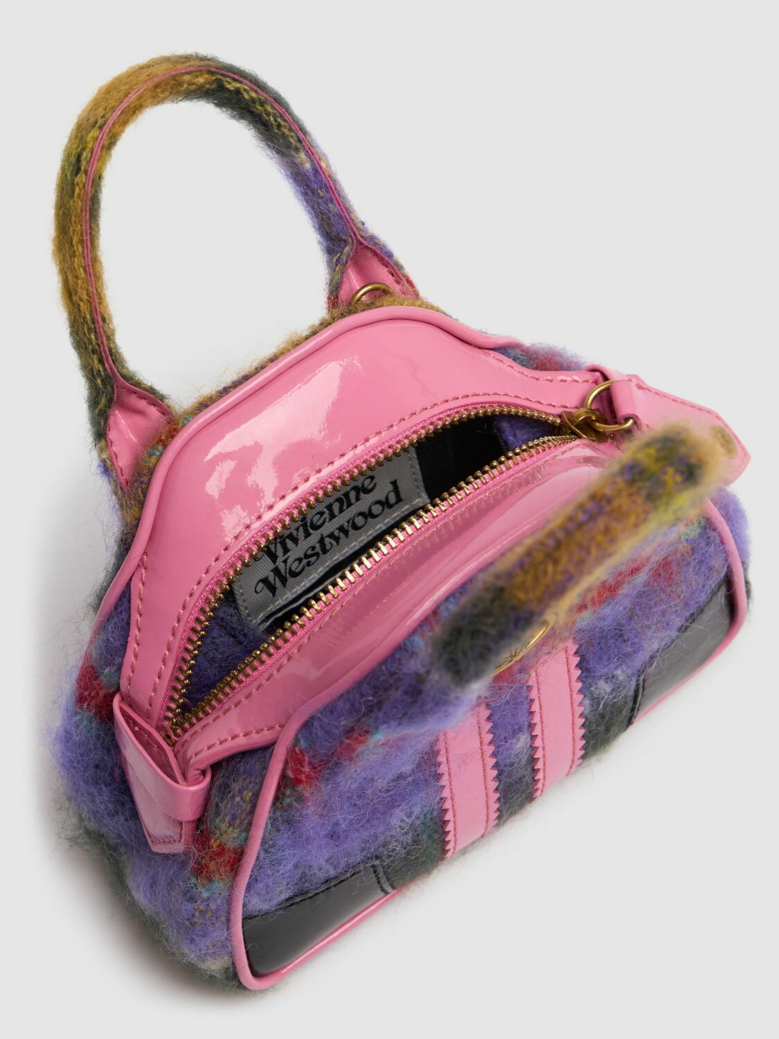 VIVIENNE WESTWOOD Mini Yasmin Tartan Mohair Chain Bag Vivienne
