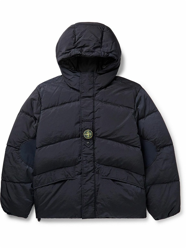 Photo: Stone Island - Reversible Quilted ECONYL® Nylon Metal Hooded Down Jacket - Blue