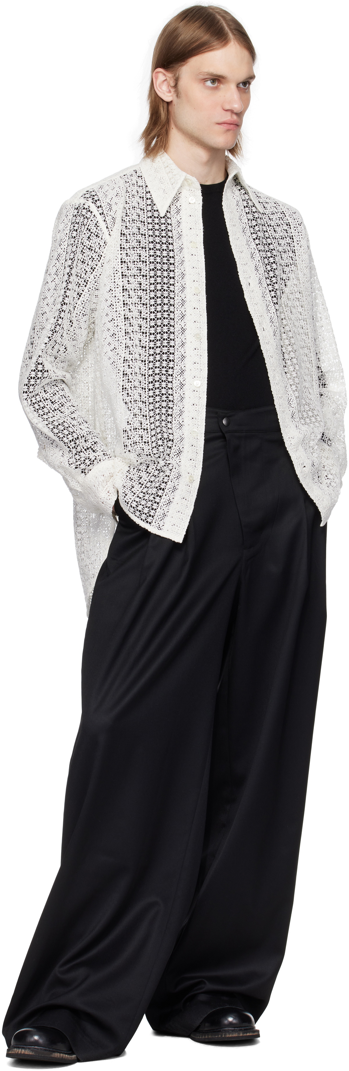 CMMAWEAR White Macrame Tailored Shirt