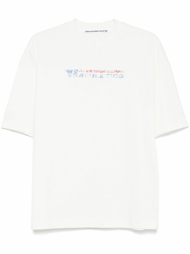 Photo: Alexander Wang Neutrals Cotton Logo-Print T-Shirt