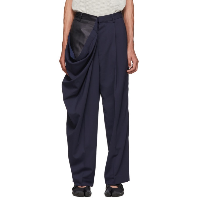 Photo: Hed Mayner Navy Wool Oversized Trousers