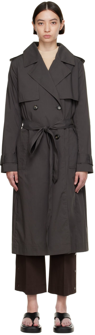 Boss Gray Cotton Trench Coat BOSS