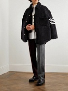 Thom Browne - Oversized Striped Shearling Jacket - Blue