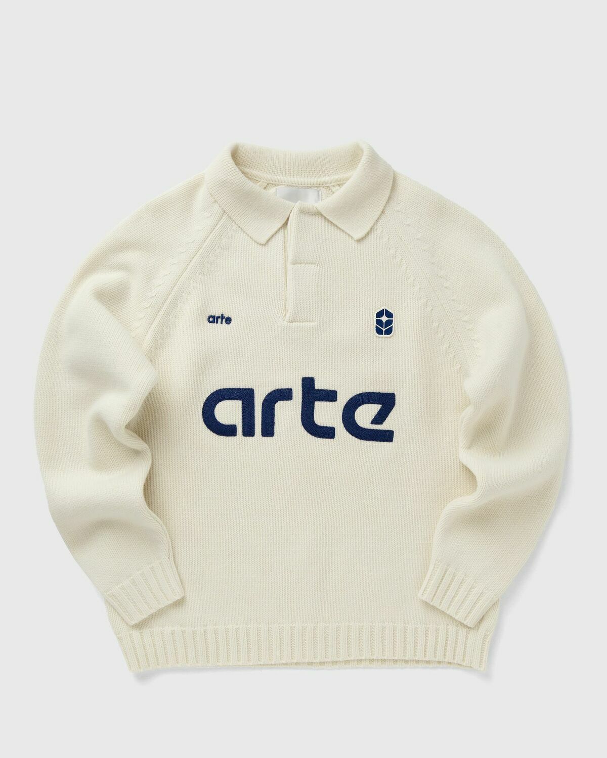 Arte Antwerp Polo Futebol Knit Beige Mens Pullover