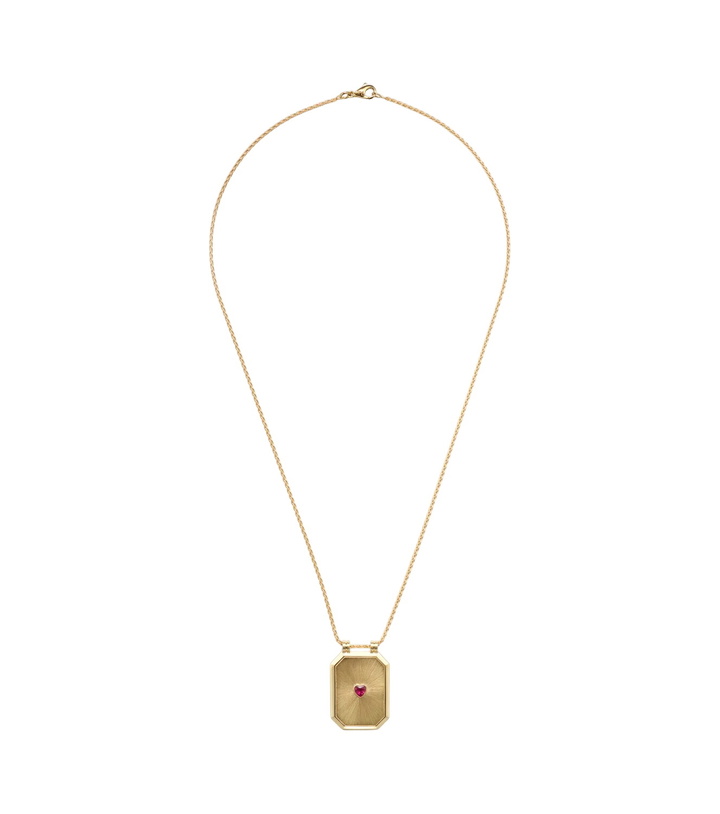 Photo: Marie Lichtenberg Love 18kt gold pendant necklace with ruby