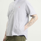 Danton Men's Round Collar Pull Over Shirt in Navy/White Stripe