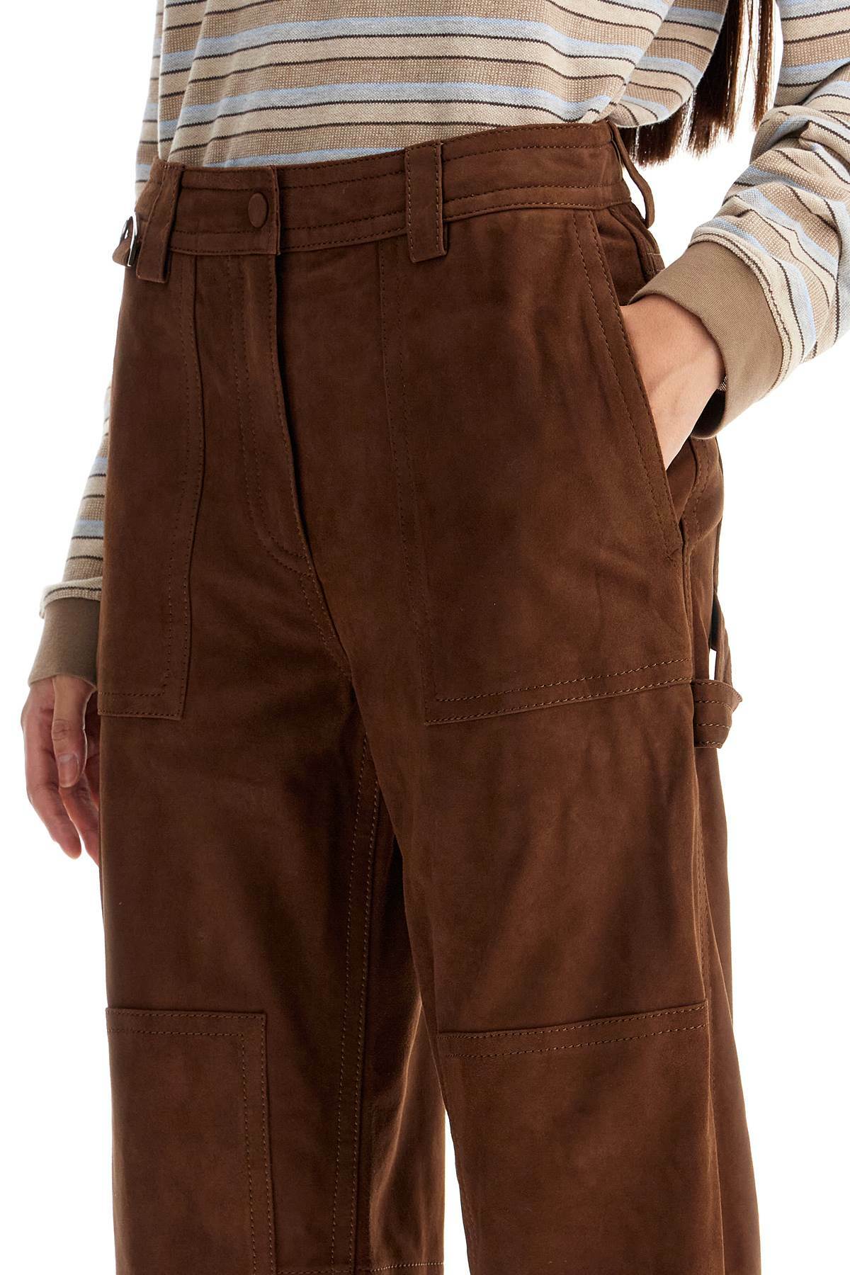 SAKS POTTS suede leather workwear pants Brown