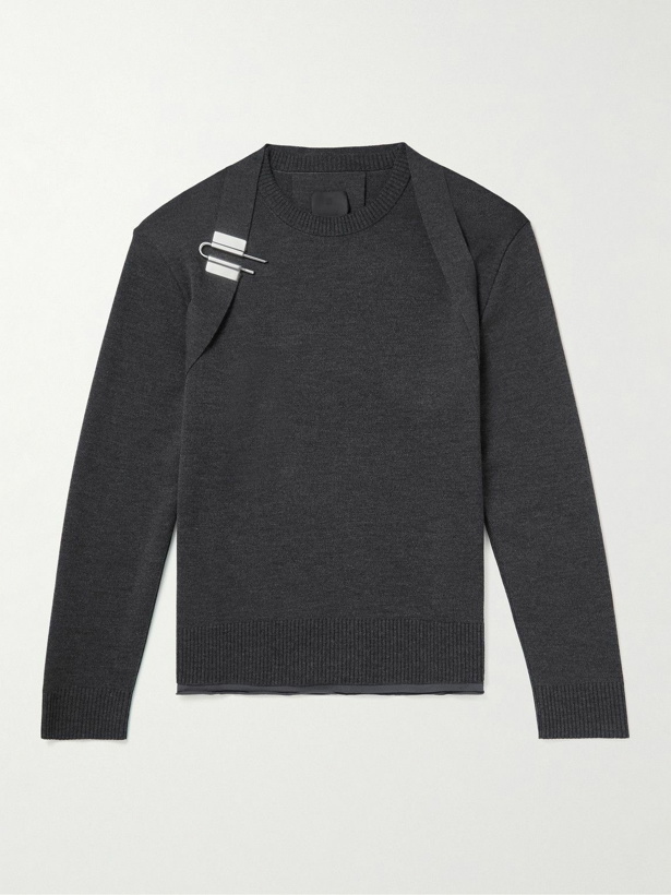 Photo: Givenchy - Harness-Detailed Wool and Silk-Blend Sweater - Gray