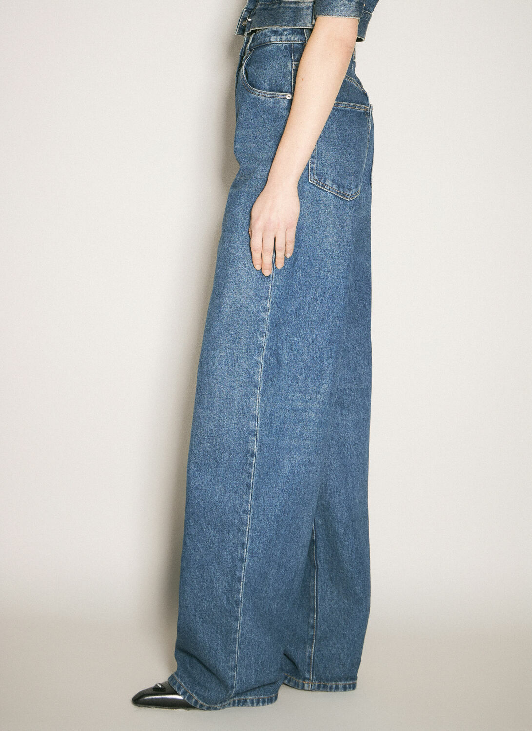 Prada Logo Plaque Balloon Jeans