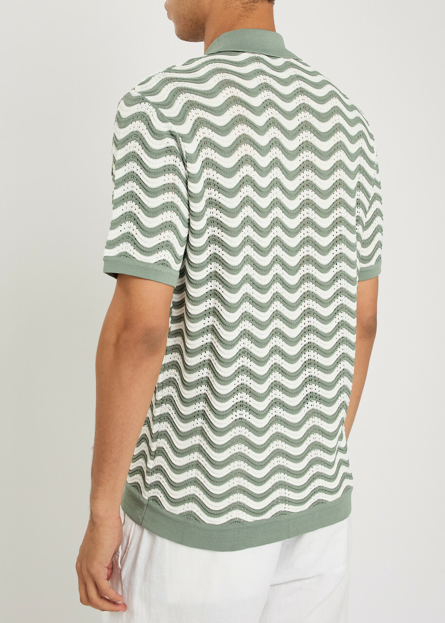 Raith Serenita Wavy Textured Crochet Shirt Green