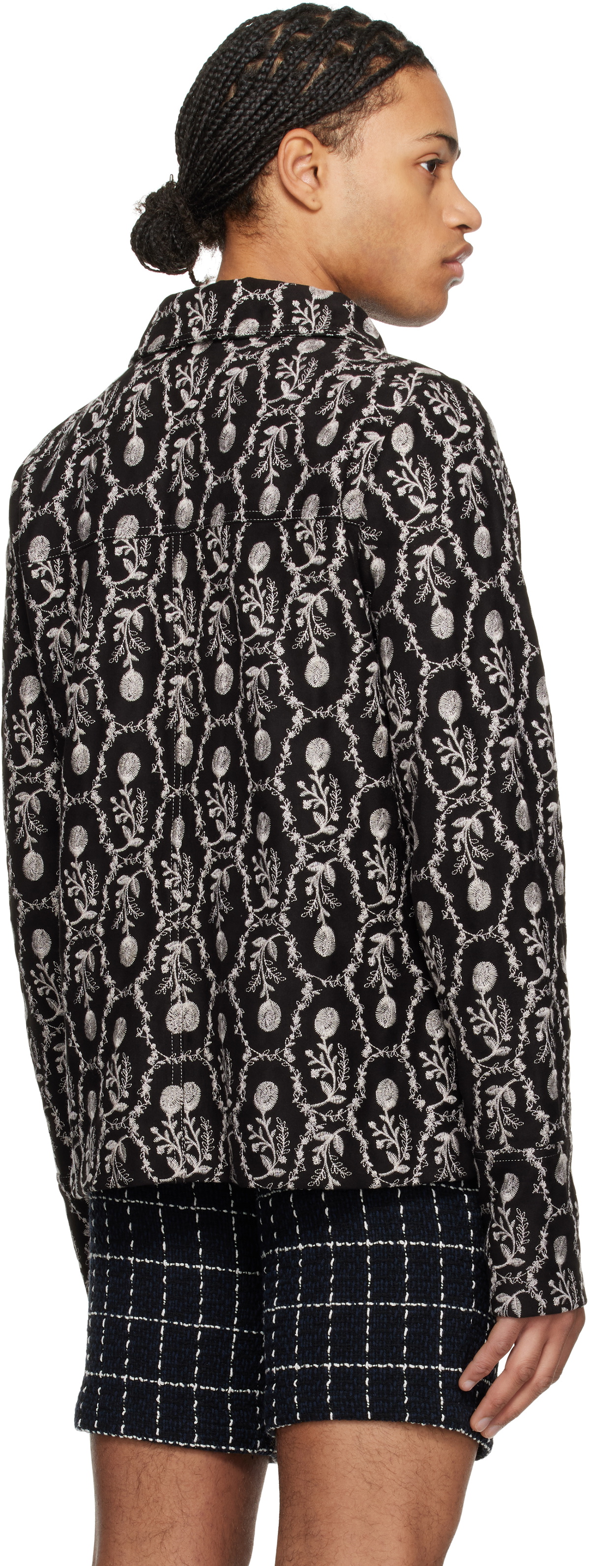 Anna Sui Black Sleeping Beauty Embroidered Faux-Suede Jacket
